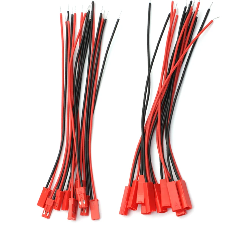 20/10 pares de conector de clavija JST de 20CM de largo, Cable de conector macho + hembra de 2 pines para juguetes RC, lámpara LED de batería - imagen 2