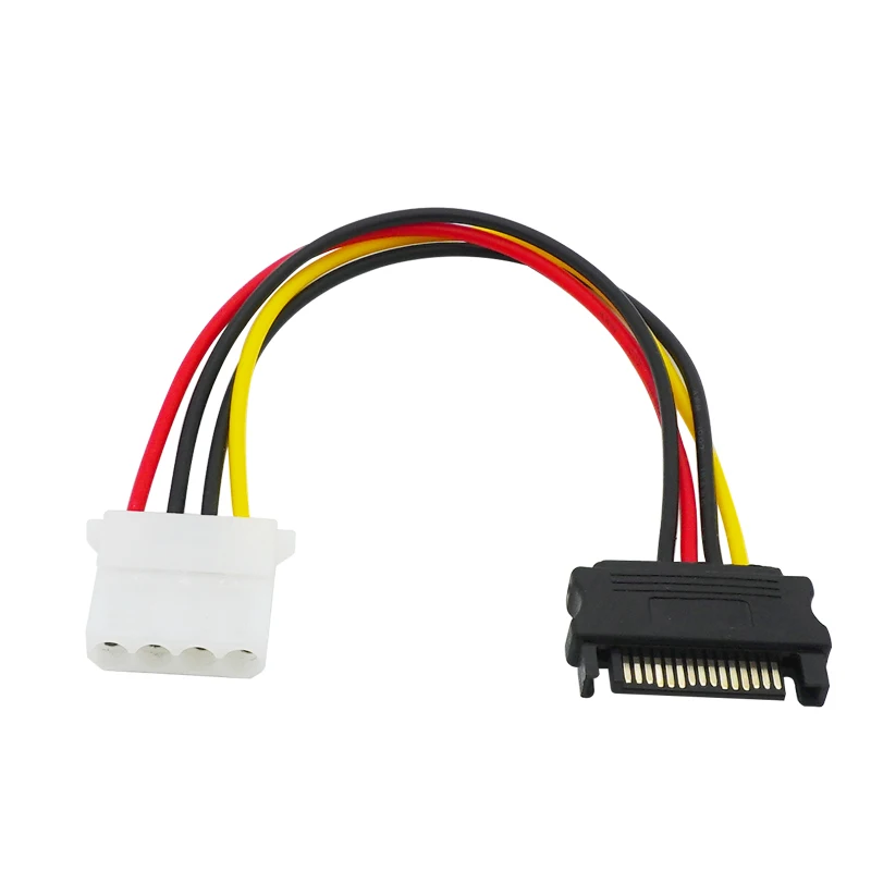 PC computadora 4 pines IDE Molex hembra a 15 pines SATA macho F/M adaptador Cable de alimentación 20 cm 18AWG - imagen 3