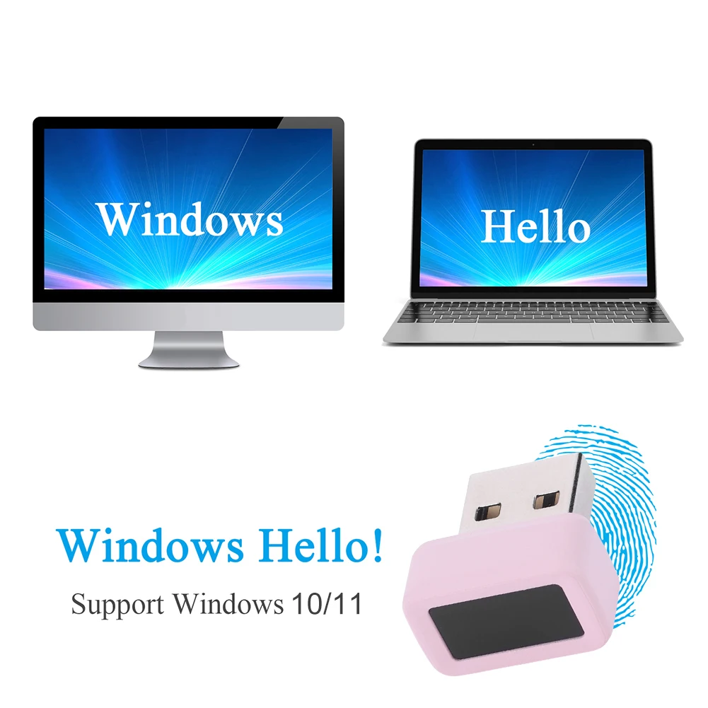 Lector de llaves de huellas dactilares USB, escáner biométrico de huellas dactilares, Anti-Spoofing, Windows Hello FIDO U2F, Mini llave de seguridad, Dongle - imagen 4