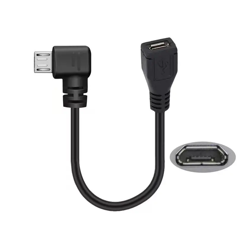 Cable de extensión Micro USB macho a hembra con curva de 90 grados de 25cm, Cable de datos macho a hembra para teléfono Android, Cable de extensión curvo - imagen 2
