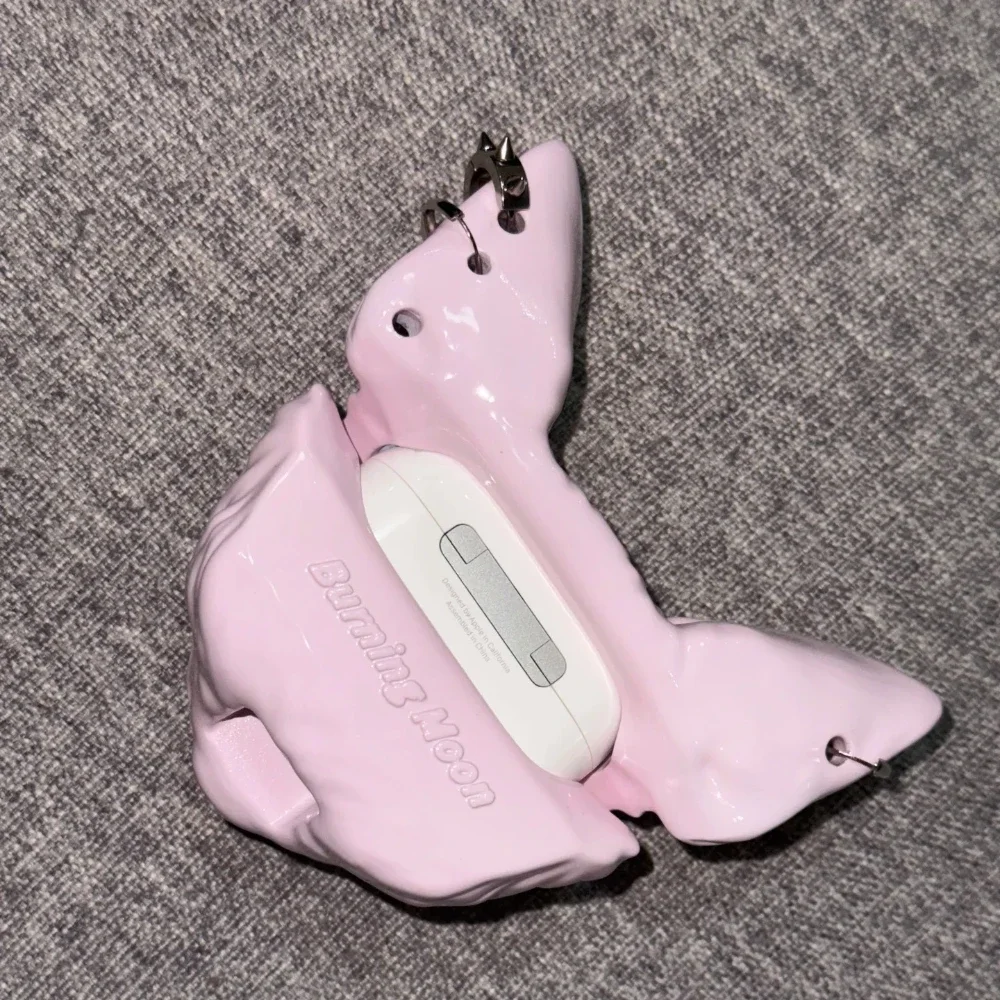 Funda para auriculares Airpods 3, funda para auriculares con bonito gato AirPods Pro/Pro2, funda creativa de resina rosa y gris para auriculares, accesorio para funda para Airpods - imagen 2