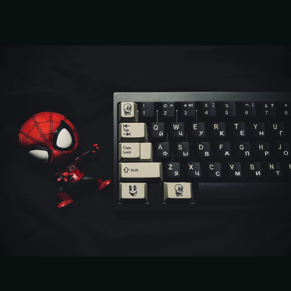 Juego de teclas de sublimación de cinco lados, Teclado mecánico personalizado de negro y gris, tema de goma ruso, Pbt Cherry - imagen 4