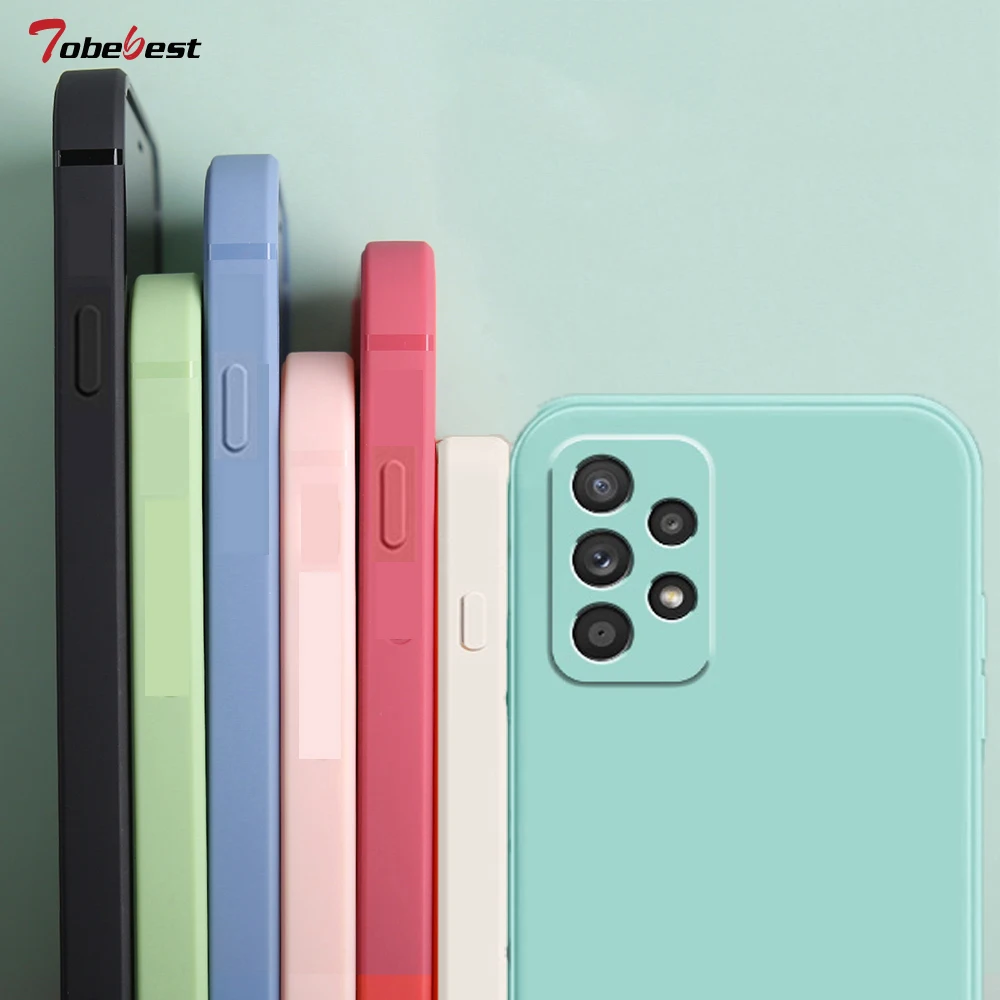 Funda cuadrada de silicona suave para Samsung Galaxy, funda trasera protectora para cámara, Color sólido, para Samsung Galaxy A53, A73, A33, A23, A13, 4G, 5G - imagen 2