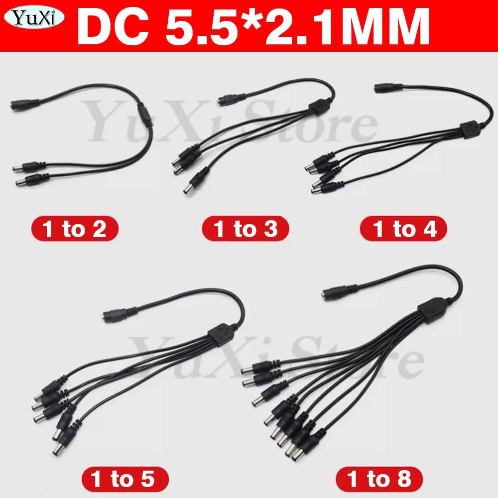 Cable divisor de corriente CC de 5,5x2,1mm, 5V, 12V, Cable conector adaptador de corriente para cámara CCTV, tira de luces LED de 1 a 2/3/4/5/8 vías, 1 ud. - imagen 3