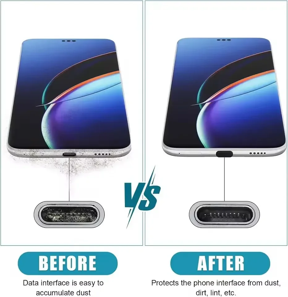 Tapones antipolvo tipo C de silicona, puerto de carga USB C, Protector de cubierta antipolvo para iPhone 15 16, Samsung Galaxy S25, 1/20 Uds. - imagen 3