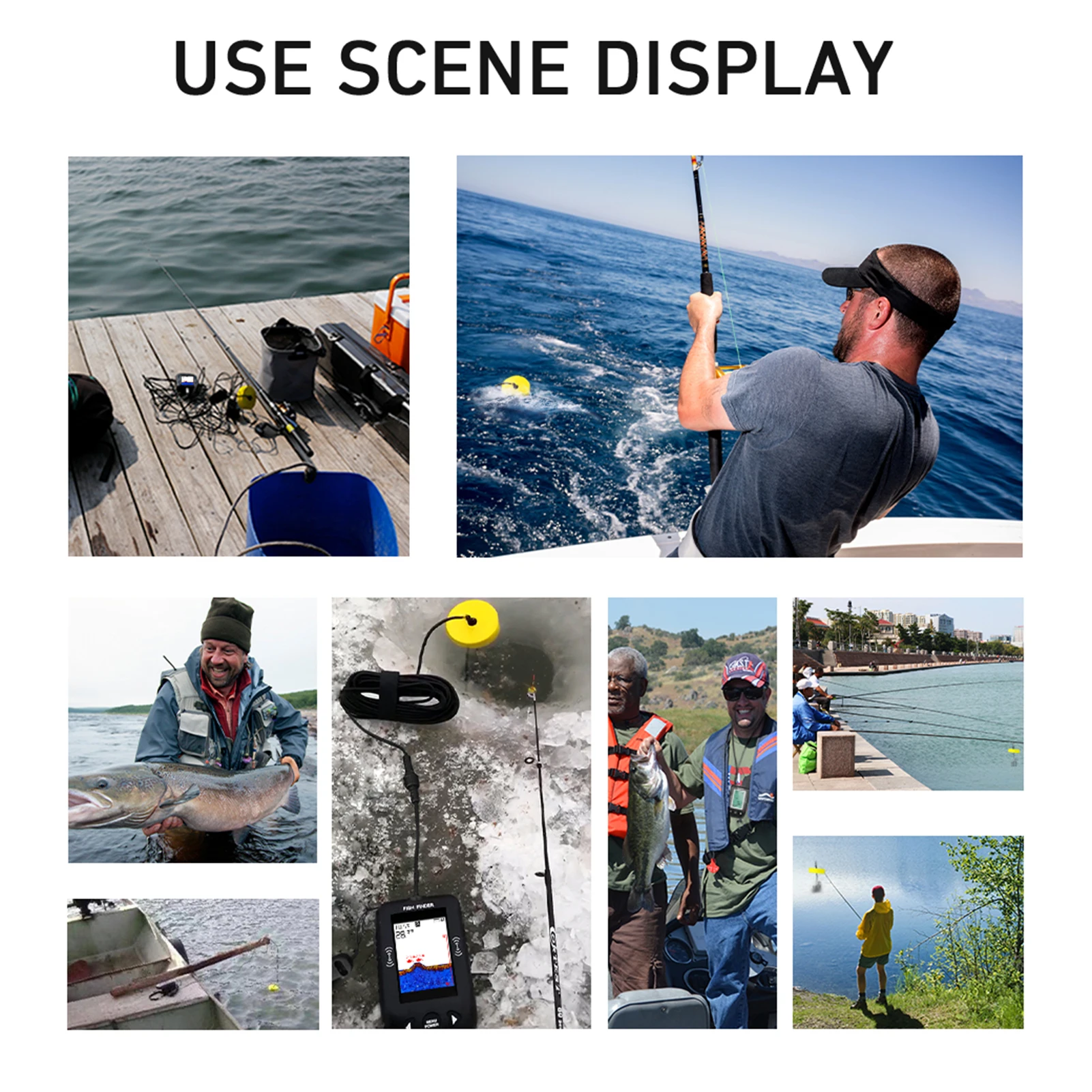 Sonar buscador de peces portátil, transductor con pantalla LCD, barco portátil, Kayak, pesca nocturna, buscador de profundidad máximo 100M - imagen 4