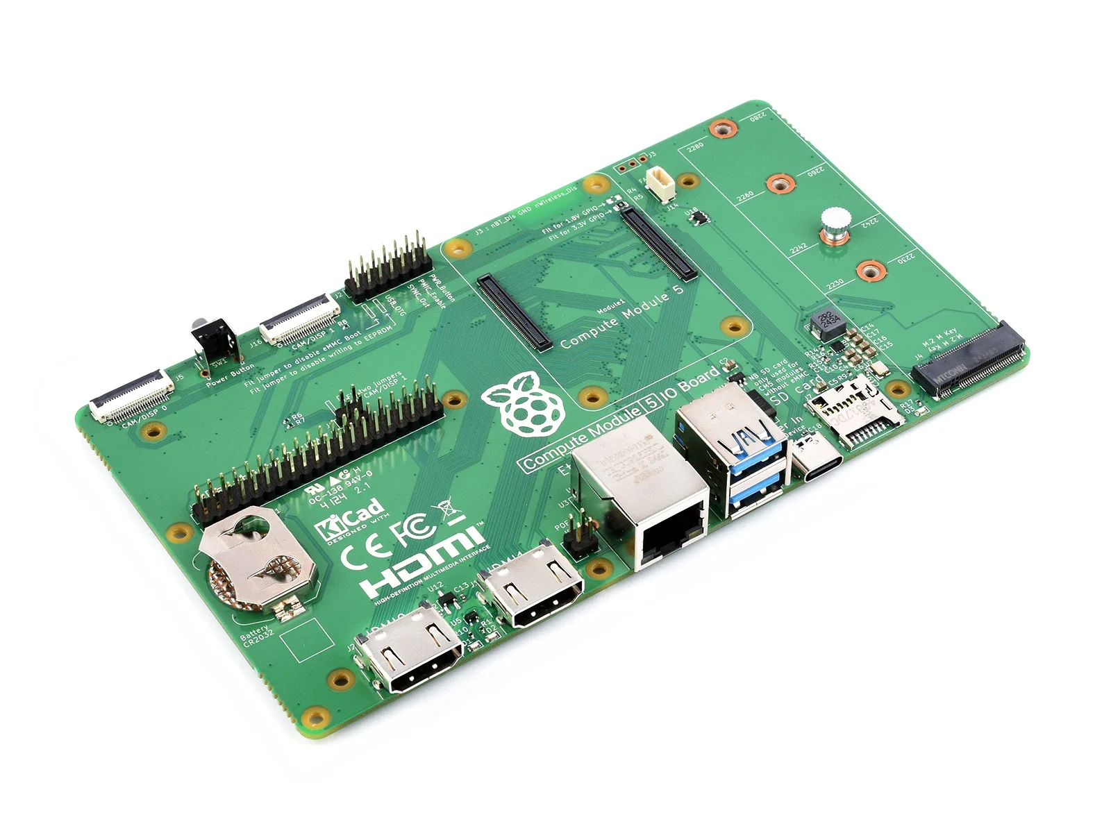 Placa oficial Raspberry Pi Compute Module 5 IO, una plataforma de desarrollo y placa base de referencia diseñada para CM5 - imagen 2