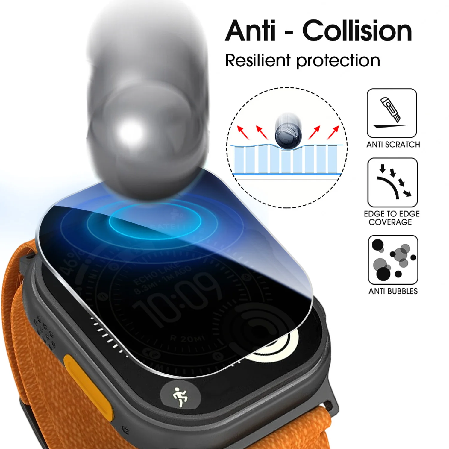 Protección de privacidad de vidrio templado para Apple Watch Ultra 1, 2, 3, 49mm, Protector de pantalla Anti Peep, Kit de fácil instalación sin polvo - imagen 4