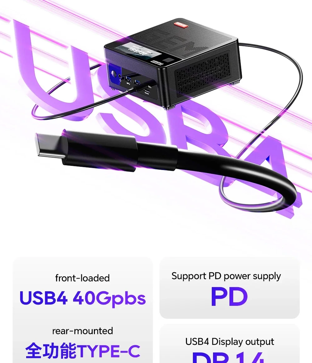 GEM12 Pro AMD Ryzen 7 8845HS Gamer Mini PC Windows11 DDR5 NVMe SSD Wifi6 BT5.2 ordenador de oficina Oculink DP HD 2 * LAN huella digital - imagen 3