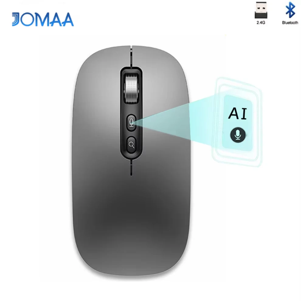 Ratón AI de voz a texto, 2,4G, inalámbrico, Bluetooth, voz inteligente, recargable, para ordenador portátil, ratón inalámbrico de fácil transcripción