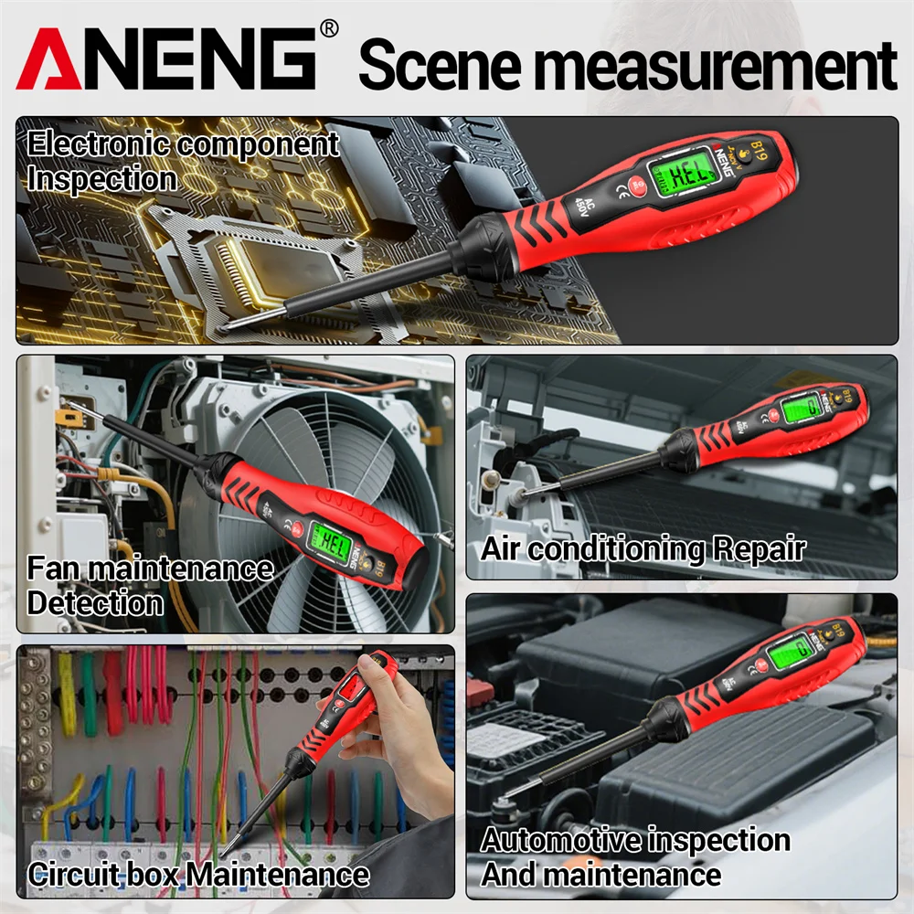 ANENG B19 bolígrafo destornillador cruzado/plano pequeño lápiz de prueba de mano detección sin contacto 30-1000V buscador de punto de interrupción de zumbador de voltaje - imagen 4