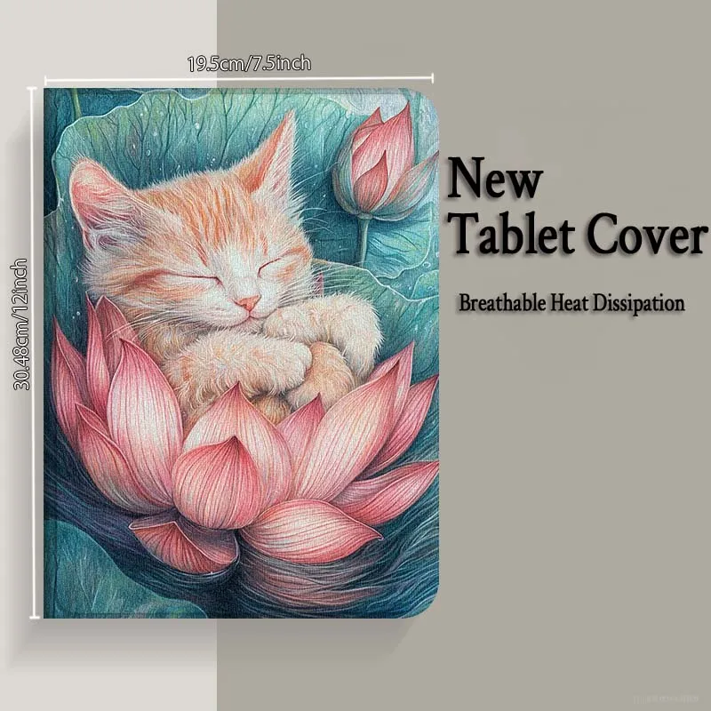 Regalo Popular de flor de dibujos animados de gato para iPad Pro Air Mini 2 3 4 5 6 7 7th 8th 9th 10th 11th 10,2 9,7 10,5 11 12,9 13 funda para tableta - imagen 2