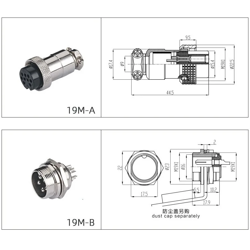 Enchufe de aviación GX19 de alta resistencia 2 3 4 5 6 7 8 9 10 conector de 11 pines enchufes de 19M de grado Industrial conectores certificados CE UL - imagen 3