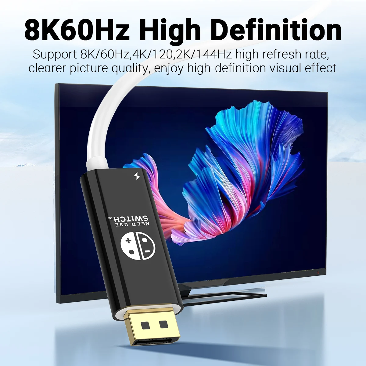 Cable USB-C a DP 8K 60Hz 4K 144Hz tipo C a DisplayPort con carga PD 100W perfecto para iphone 16/15,Mac Pro, Switch/OLED - imagen 2