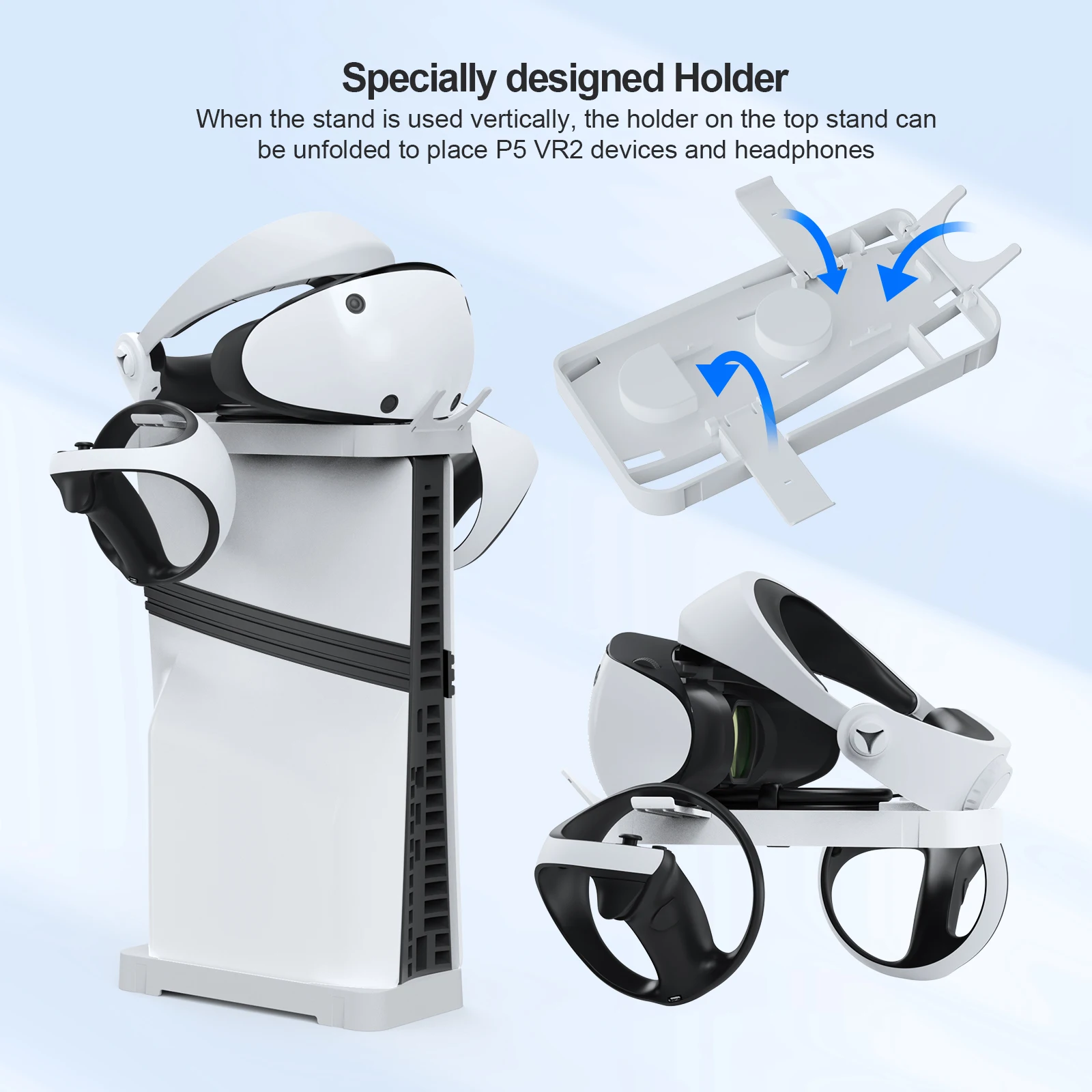 Soporte horizontal y vertical P5178 para PS5 Slim, soporte de diseño especial para almacenamiento de gafas VR y auriculares - imagen 3