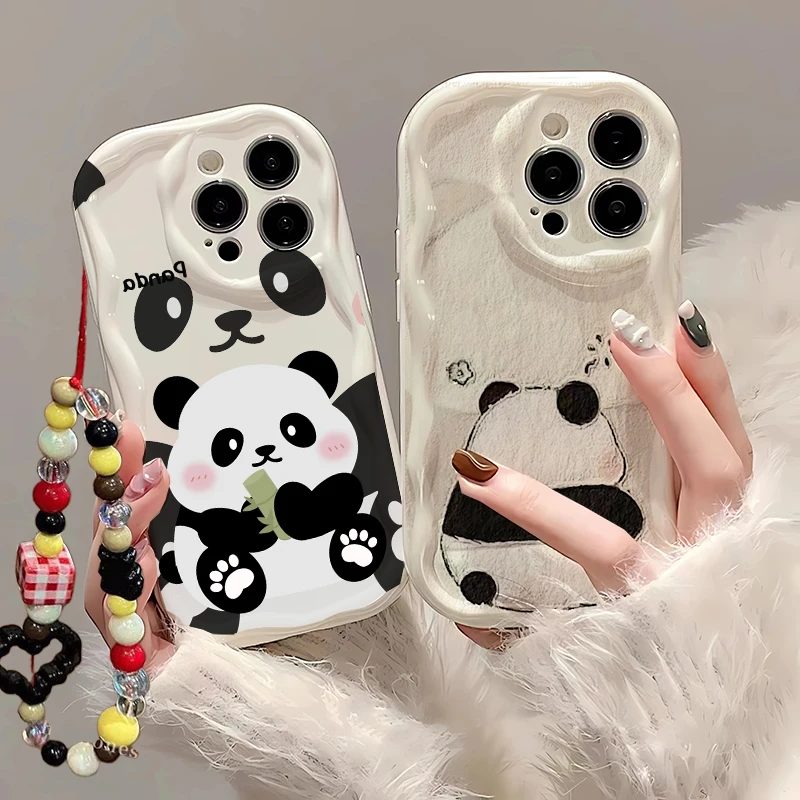Funda bonita de animales Panda para Samsung Galaxy S26 Ultra S25 FE 5G S24 S22 S23 S21 S20 Plus Ultra FE con cordón para correa para la muñeca - imagen 2