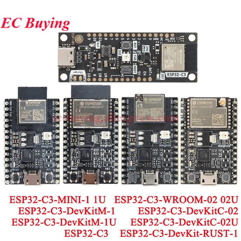 ESP32-C3-DevKitM-1 1U DevKitC-02 02U ESP32-C3-MINI-1 ESP32-C3-DevKit-RUST-1 ESP32-C3 Placa de desarrollo WiFi BLE módulo inalámbrico - imagen 2