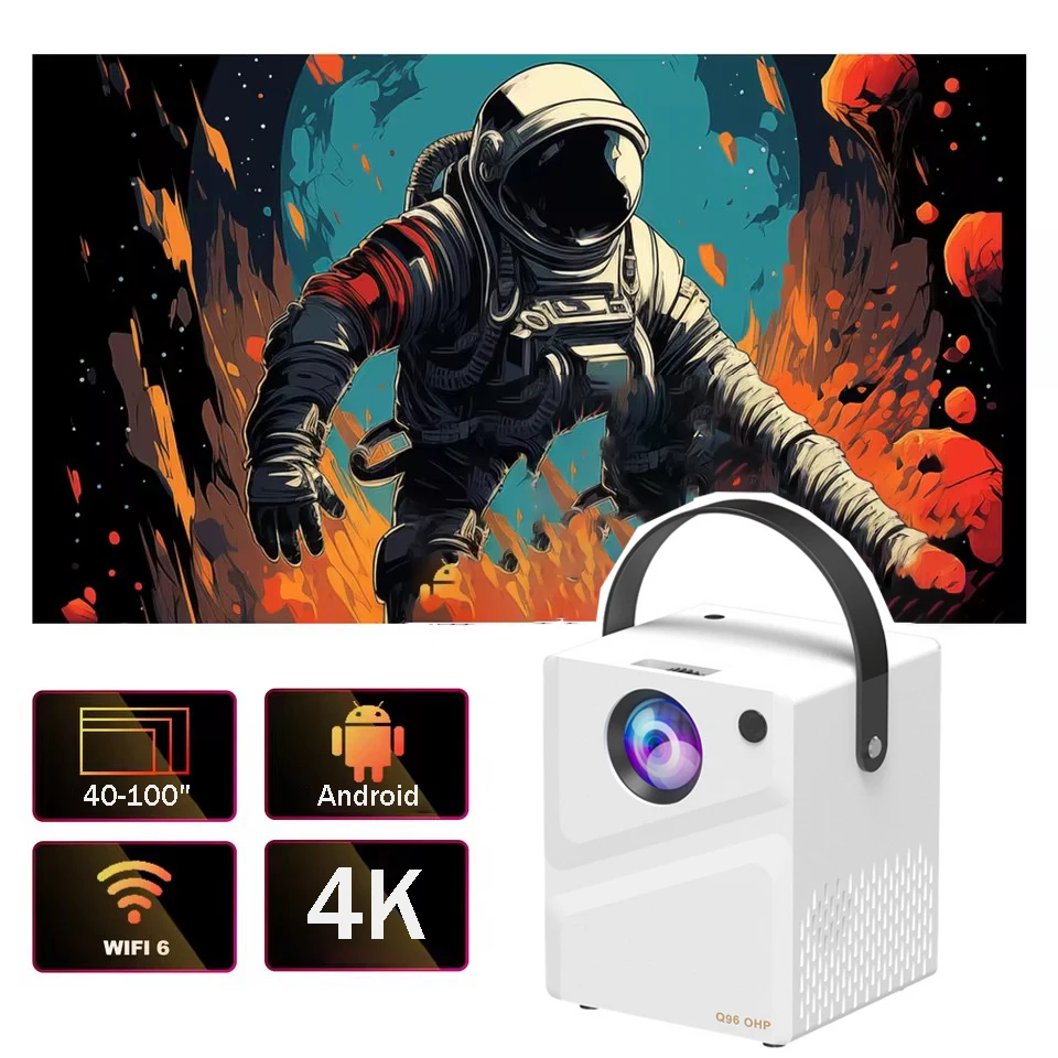 Q96 OHP Android Mini proyector compatible con 4K 1080P 4G 5G WIFI BT4.2 proyector 1280*720P proyector portátil de cine en casa