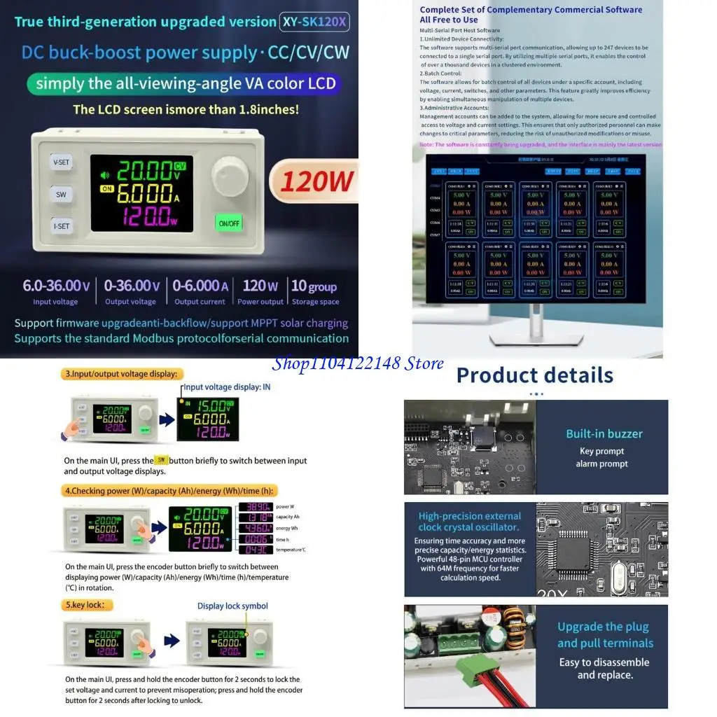 Módulo Control potencia carga Solar P9FA, regulador voltaje regulable 120W, salida constante para exteriores,