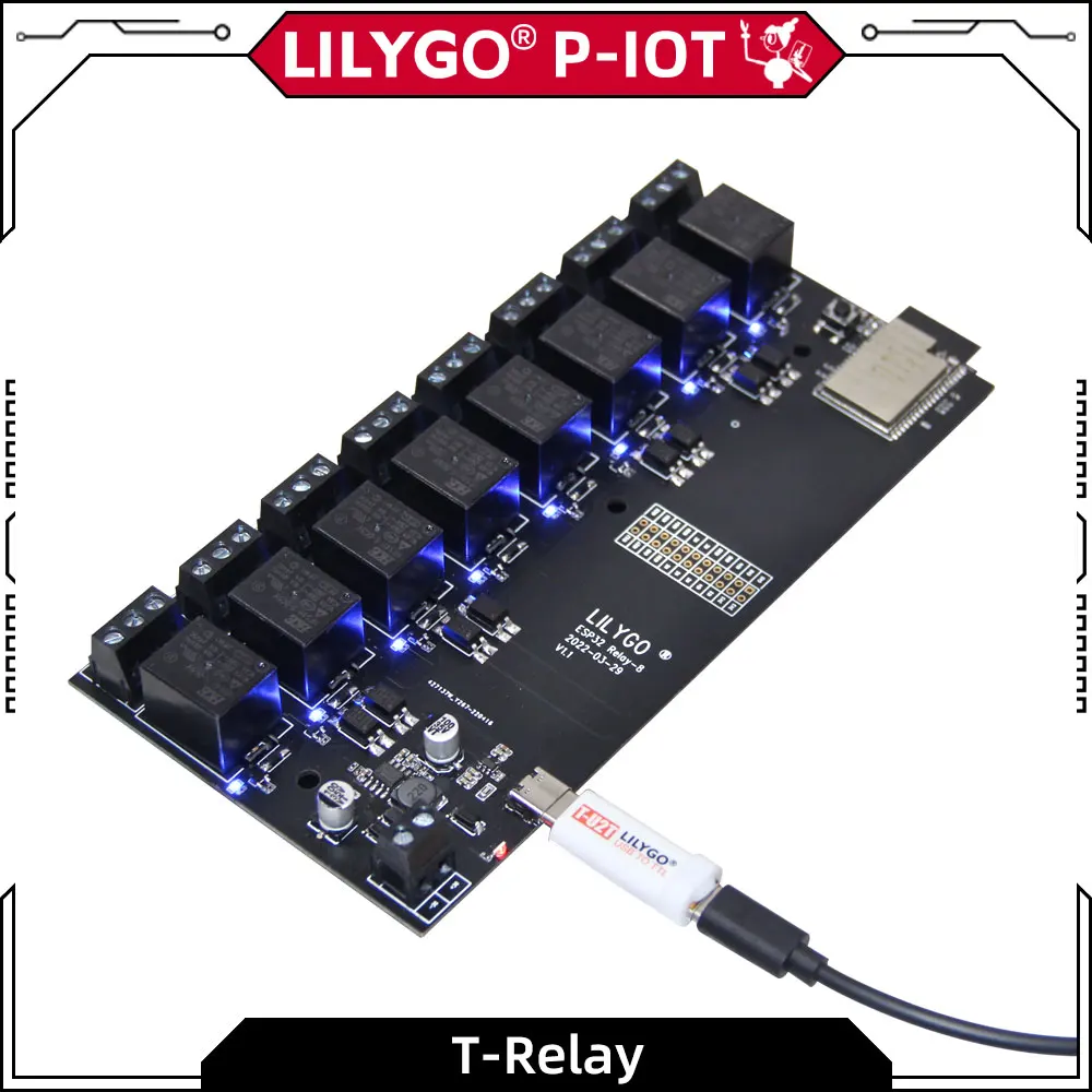 LILYGO ®   Módulo de relé t-relé ESP32 de 5V, 8 canales con aislamiento de optoacoplador, placa de desarrollo inalámbrica, WIFI, Bluetooth para Arduino