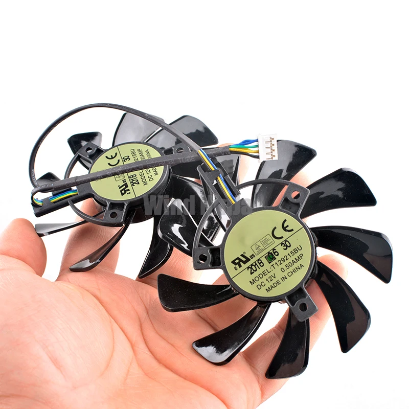 T129215BU Ventilador de refrigeración de tarjeta gráfica de 4 pines DC12V 0.50A Compatible con RX570 590 RED DRAGON - Pieza de hardware de computadora - imagen 3