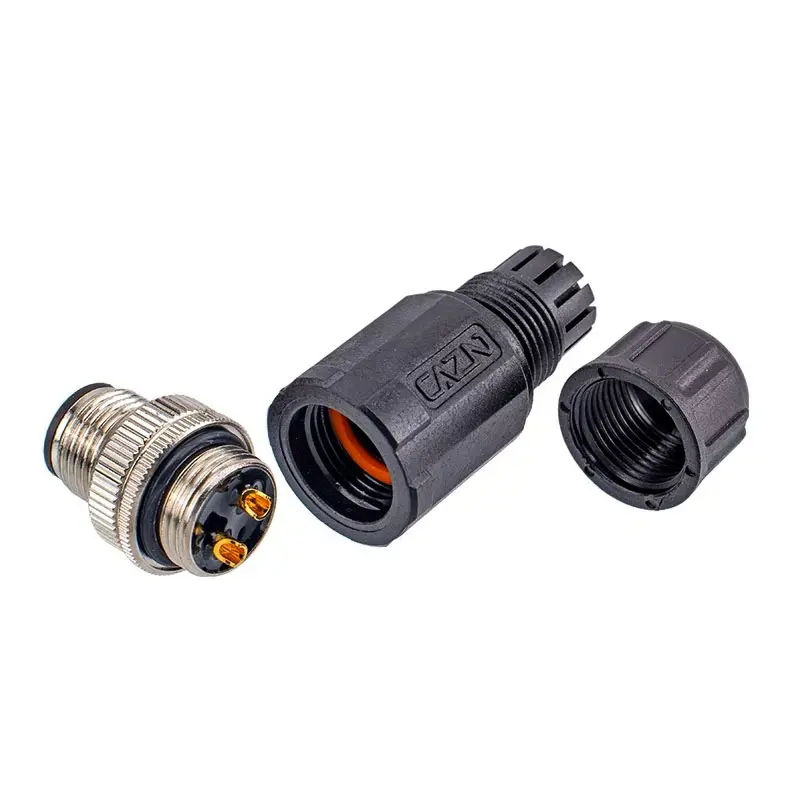 Conector M12 resistente al agua, montaje de 2 3 4 5 6 8 12 pines, enchufe de aviación de soldadura, conectores industriales IP67 de plástico macho hembra, 1 ud.