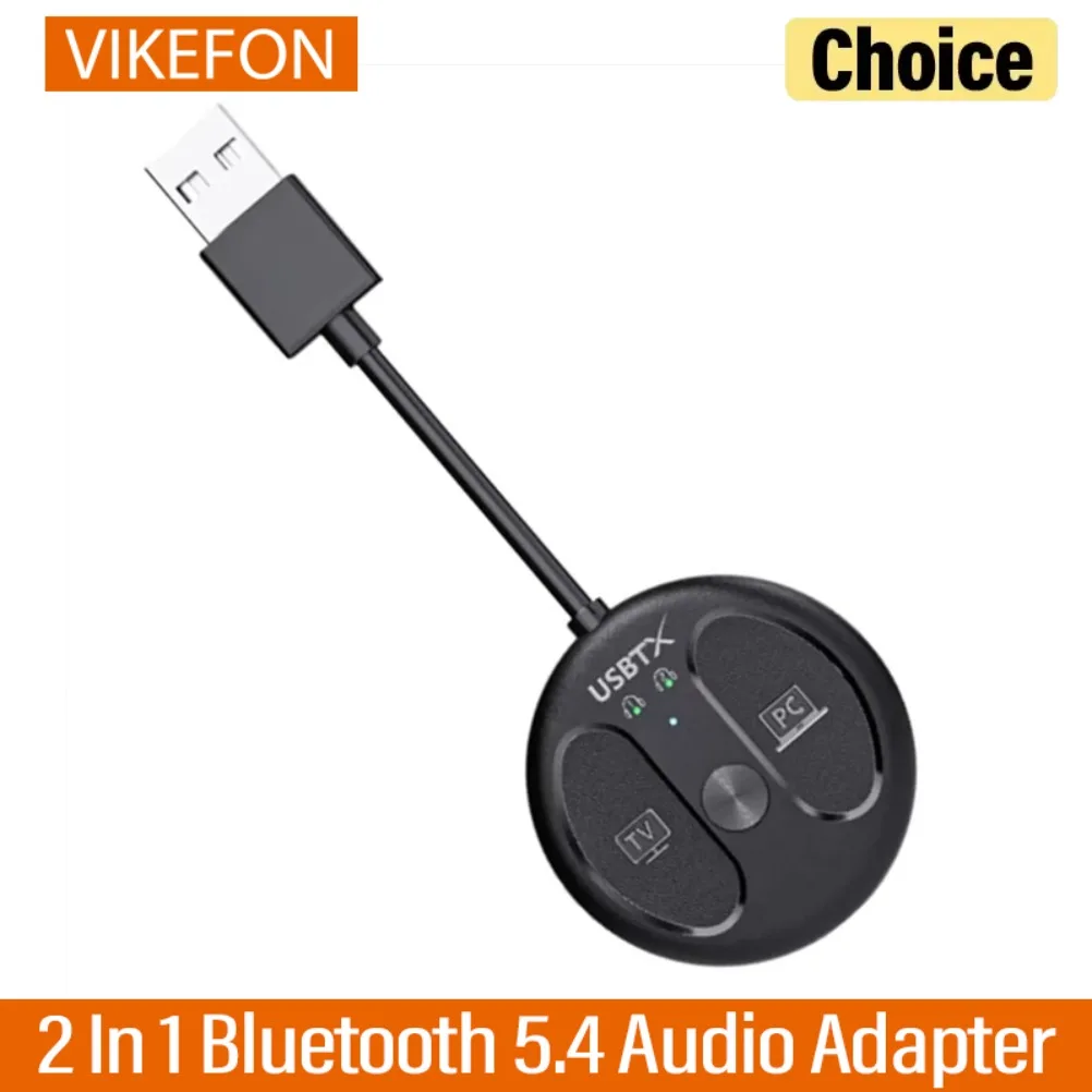 Adaptador Bluetooth transmisor de Audio USB A2DP BT V5.4 transmisor de Audio inalámbrico USB con luz indicadora decodificación de alta definición