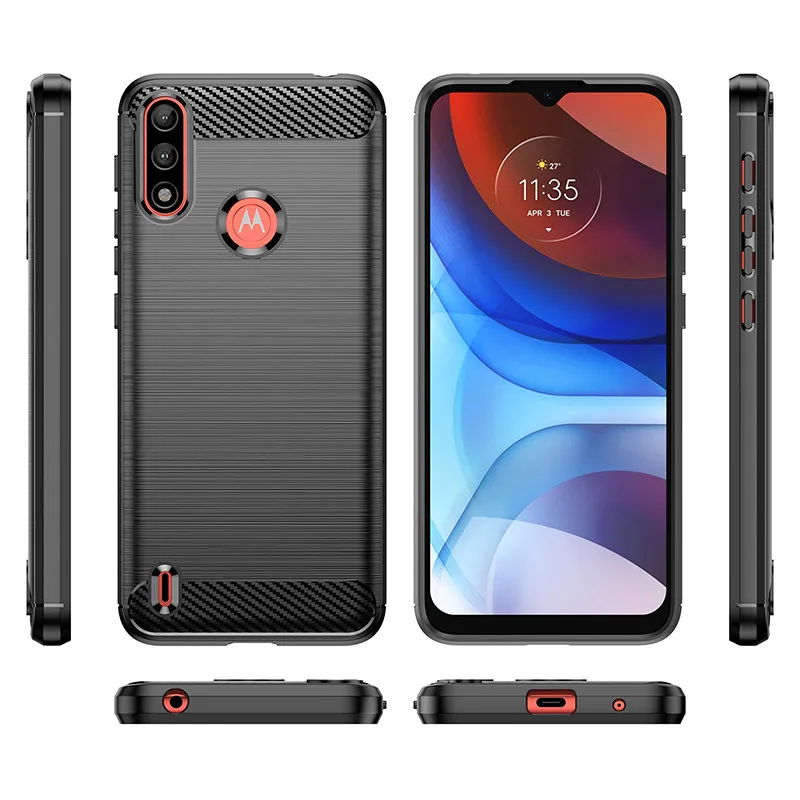 Para Motorola Moto E7 Power Case Moto E7i E7 Power Cover 6,51 pulgadas fibra de carbono a prueba de golpes parachoques de silicona para Moto E7i Power - imagen 3