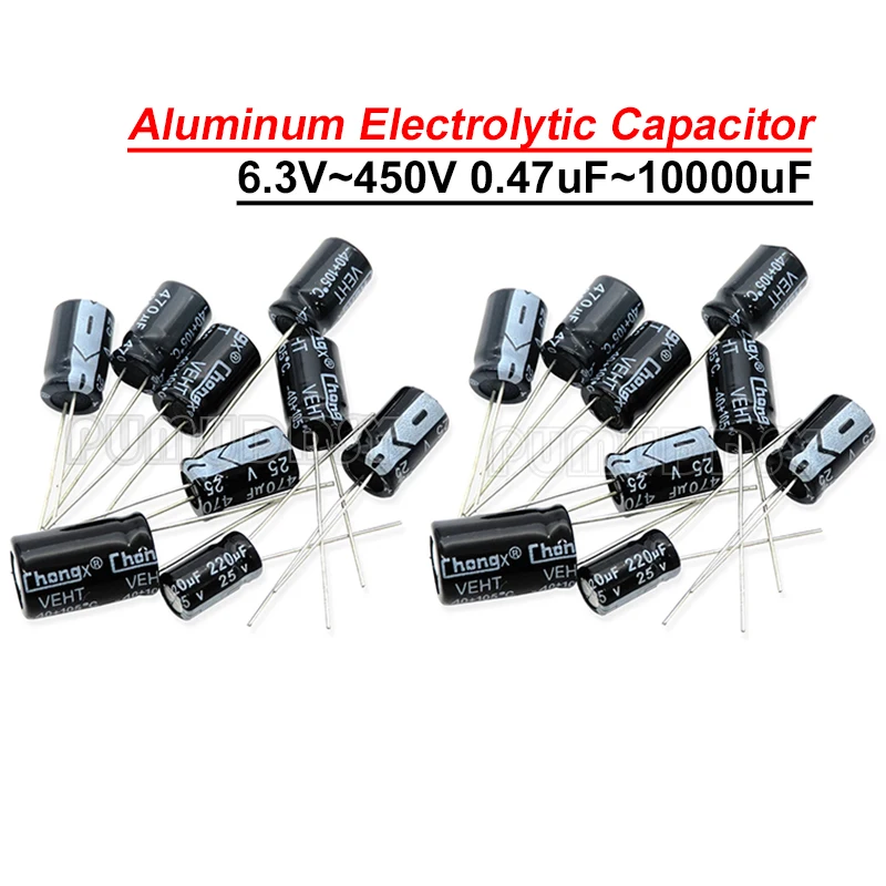 Condensador electrolítico de aluminio 10V 16V 25V 35V 50V 63V 2,2 3,3 4,7 10 22 33 47 100 220 330 470 1000 2200 3300 4700 6800 10000UF