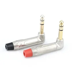 Conector Jack TRS 6.35mm 90° para Micrófono y Guitarra