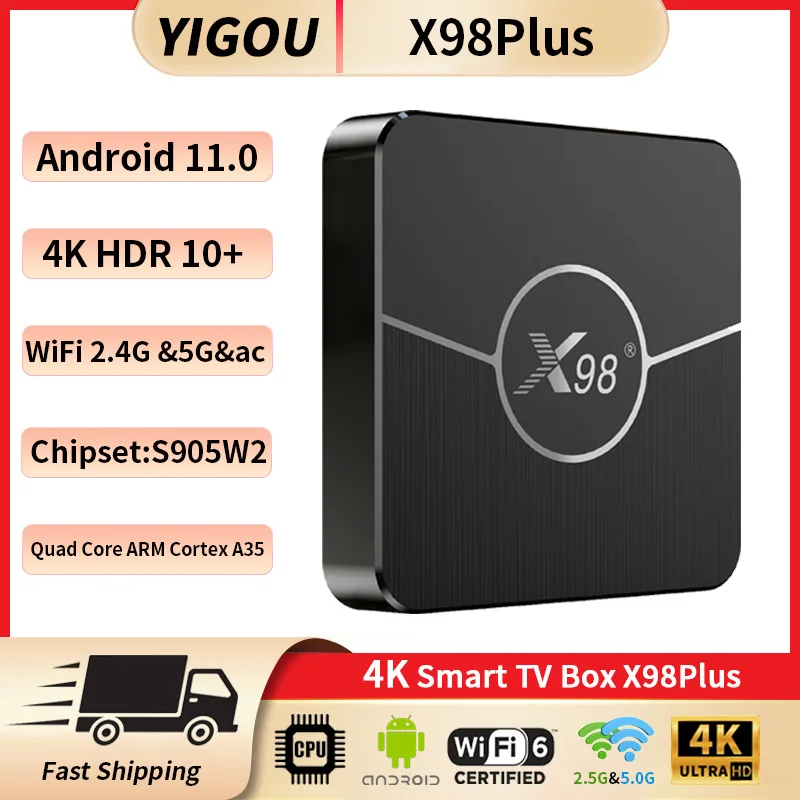 X98Plus Android 11,0 Smart TV Box Amlogic S905W2 IPTV box AV1 BT 2,4G 5G Wifi 4K HDR reproductor de medios de vídeo X98 Plus decodificador - imagen 2