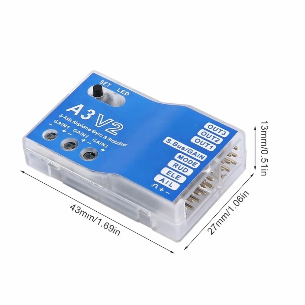 Estabilizador de controlador de vuelo de avión Gyro A3 V2 de 3 ejes de alta calidad para avión RC helicóptero de ala fija - imagen 5