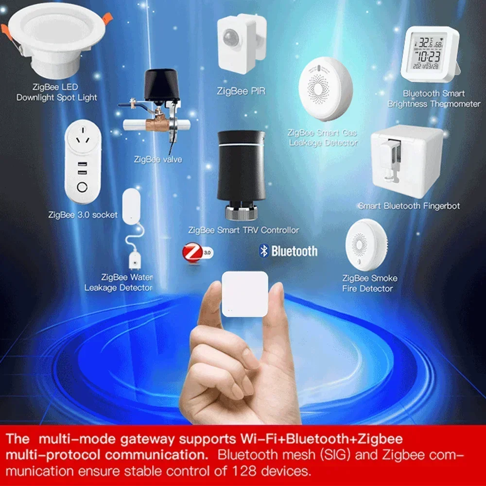 Tuya Zigbee Hub, puerta de enlace inteligente, WiFi, Bluetooth, malla, puente inalámbrico multimodo para Smart Home, var, Control remoto por aplicación Smart Life - imagen 3