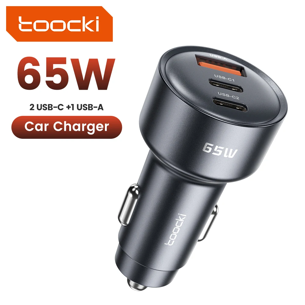 Toocki 65W cargador de coche PD 35W carga rápida para iPhone 16 15 14 Samsung S24 AFC USB C cargador de teléfono de coche para Xiaomi Huawei Realme