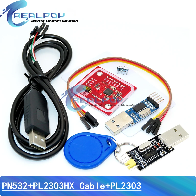 Módulo inalámbrico PN532 NFC RFID V3, Kits de usuario, modo de lector y escritor, tarjeta IC S50, antena PCB PL2303HX, Cable de descarga USB a TTL CH340G
