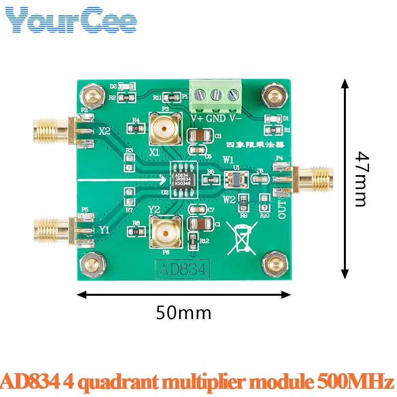 AD834 500Mhz AD835 módulo multiplicador de cuatro cuadrantes ADL5391 simular módulo multiplicador de 2GHz módulo de adición analógica NE564FM demodu - imagen 4