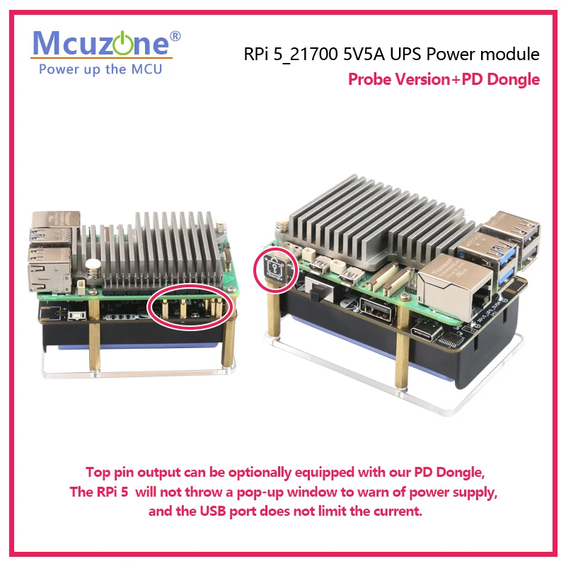 Módulo de alimentación UPS Raspberry Pi 5 - 21700 5V5A, salida USB-C con función de negociación PD - imagen 4