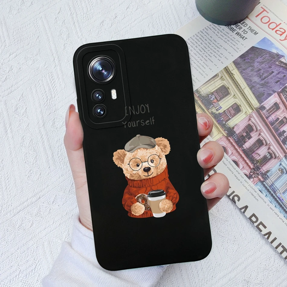 Funda de teléfono para Xiaomi 12 Pro Lite, carcasa antideslizante de silicona líquida con estampado de Color caramelo, cobertura completa - imagen 4