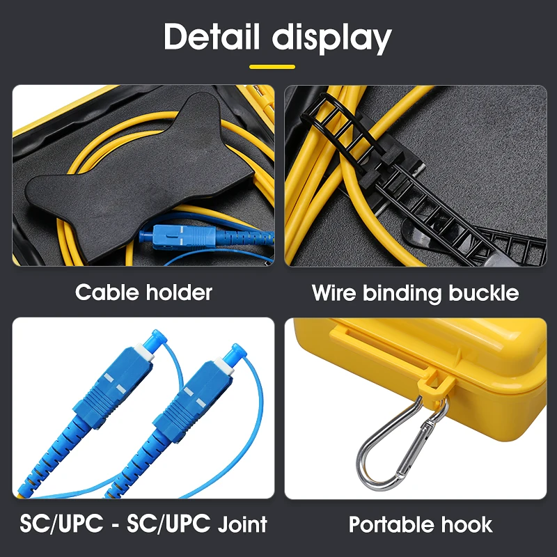Caja de Cable de lanzamiento OTDR, conector monomodo SC/FC/ST/LC(UPC/APC), línea de extensión de prueba de fibra óptica, eliminador de zona muerta, 1KM - imagen 5