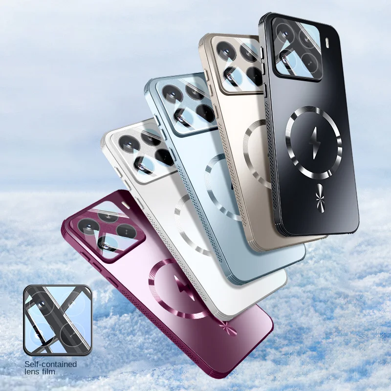 마그네틱 열 방출 흡착 무광 풀 커버 마그세이프 샤오미 17 프로 맥스 15 14 13 프로 충격 방지 렌즈 백 케이스 - imagen 2