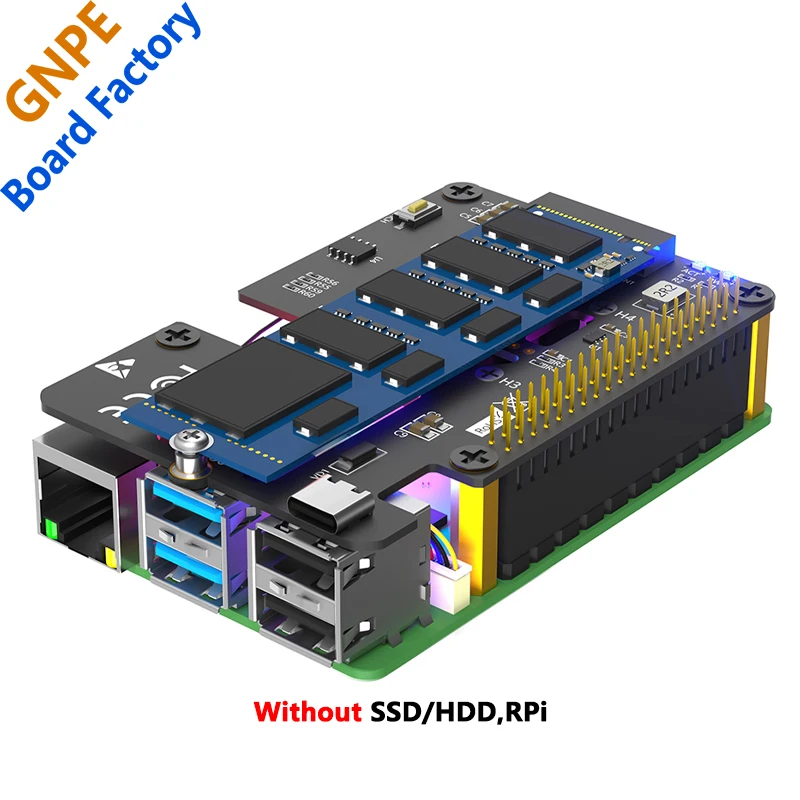 Raspberry PI 5 PCIE a M.2 NVMe SSD 2280 Unidad de estado sólido Placa de expansión 3 en 1 con ventilador