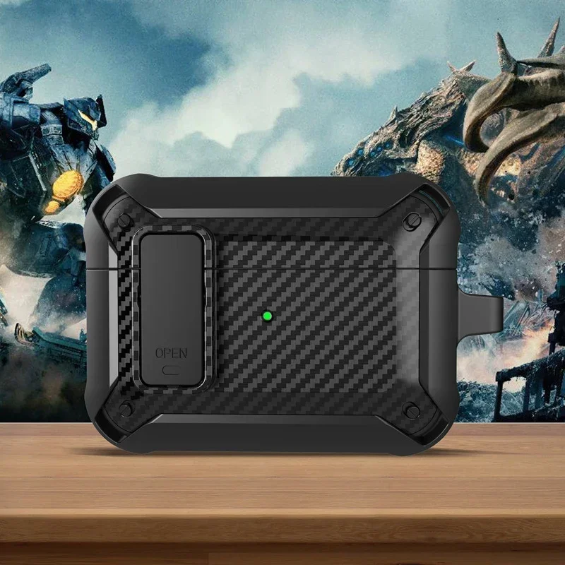 Cubierta de interruptor para Airpods Pro 2, funda protectora de TPU para PC para Apple AirPods 3 1, accesorios para auriculares, patrón de fibra de carbono - imagen 5