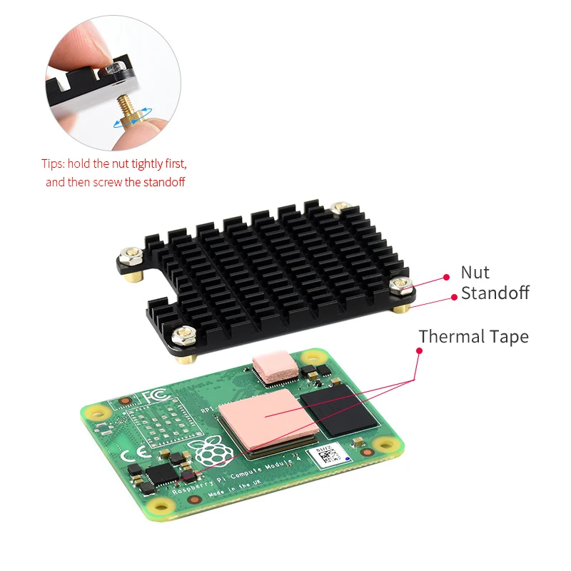 Disipador de calor de aluminio para Raspberry Pi CM4 RPI, módulo de cómputo 4 + almohadillas térmicas de silicona, radiador de refrigeración pasivo para placa CM4, 10 Uds. - imagen 4