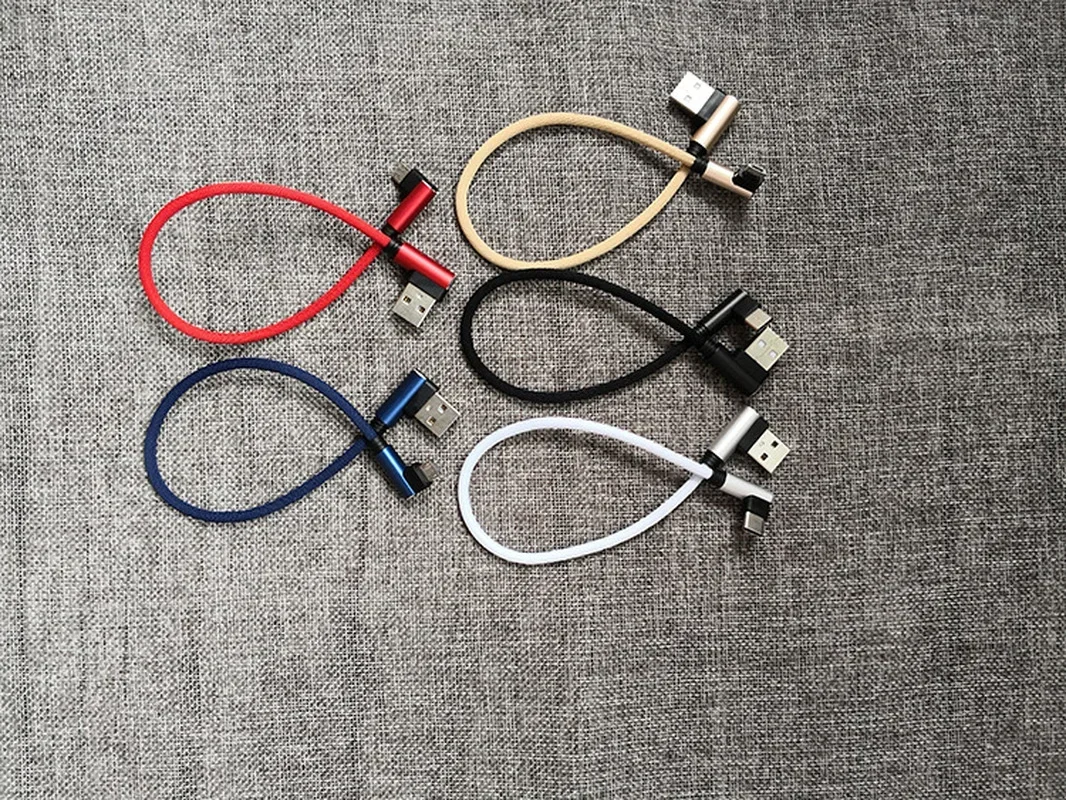 25cm USB a tipo C Cable de carga corto codo 90 grados 2A Cable USB rápido USB C Micro carga - imagen 4