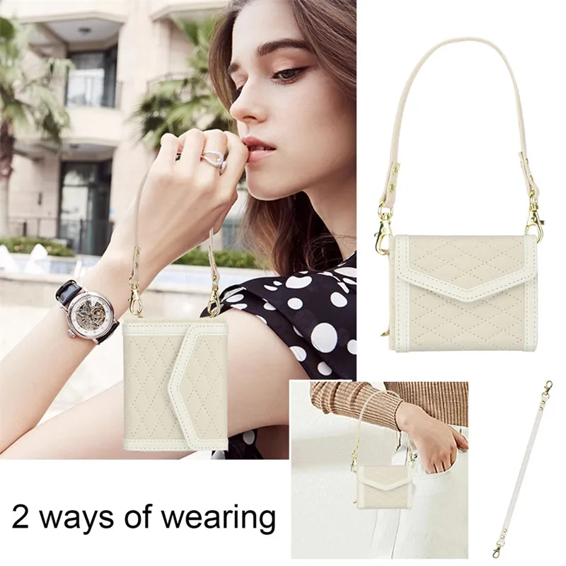 Funda de cuero con cordón cruzado para Samsung Galaxy Z Flip 7 FE 6 5 4 3 Flip6 Flip5 cartera con ranura para tarjetas funda para bolsas a prueba de golpes - imagen 5