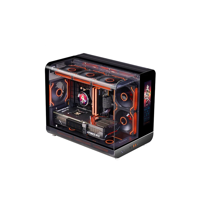 Caja de ordenador Power Train WING M-ATX ITX Seaview Room chasis panorámico de tres lados soporte 360 caja de juegos de escritorio con refrigeración por agua - imagen 4