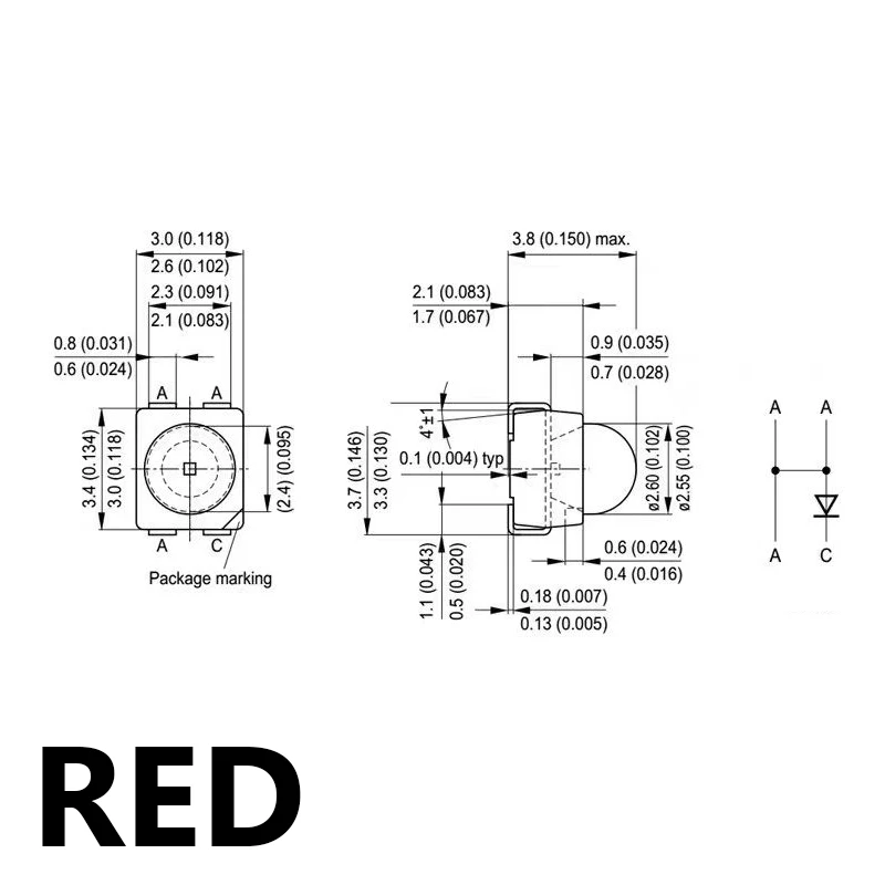 Plcc-4 de diodo Led de 2v 1210 3528, tres postes positivos y un Negati, luces de freno de coche rojas y amarillas y intermitentes, diodo de Chip Led ﻿ - imagen 5