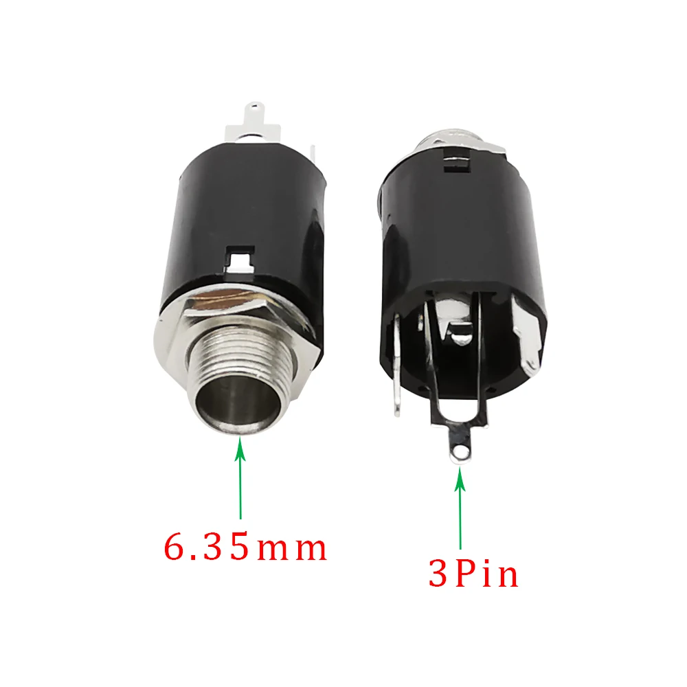 1/2/5/10 Uds Metal PJ617 6,35mm Adaptador convertidor de Audio PJ-617 3 pines 6,35 conector de toma de vídeo de doble canal con tuerca de tornillo - imagen 3