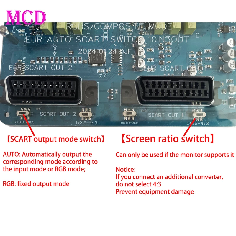 Divisor de Scart de la UE 10 en 3 salidas, distribuidor, convertidor de vídeo RGBS automático, placa conmutadora para MD/SFC/PS 123/SSDC/Wii, enchufe de la UE, 2024 nuevos - imagen 2