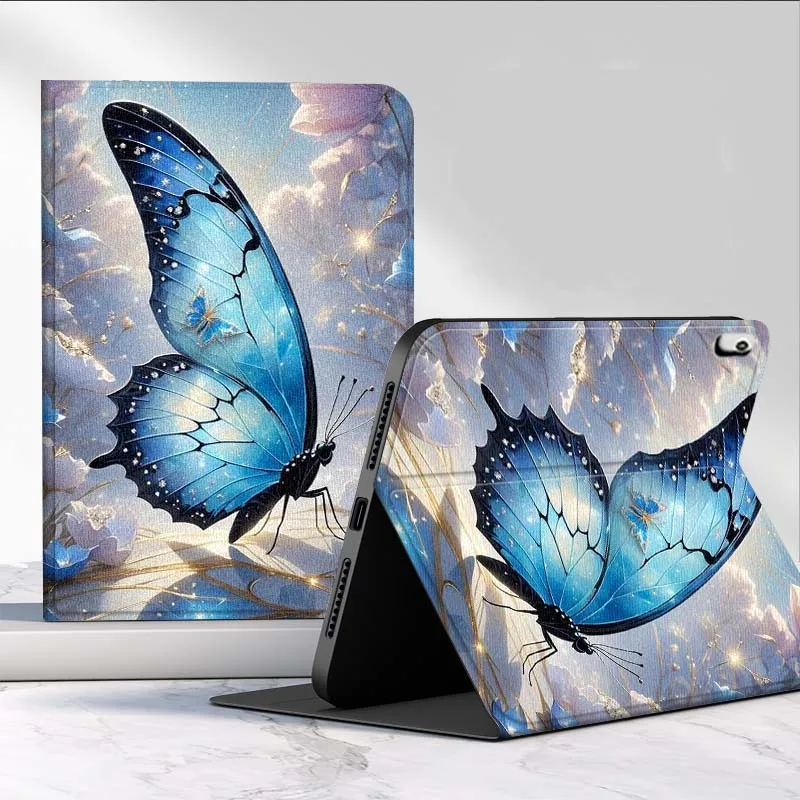 Hermosa arte de mariposa azul para iPad Pro Mini 1 2 3 4 5 6 7 7ta generación 12,9 10,5 13 11 7,9 8,3 M4 pulgadas funda para tableta - imagen 2